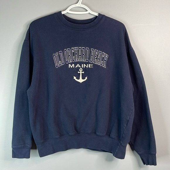 Pacific & Co Old Orchard Beach Maine Embroidered Sweatshirt Navy Blue 90s Vibe L - Picture 12 of 12